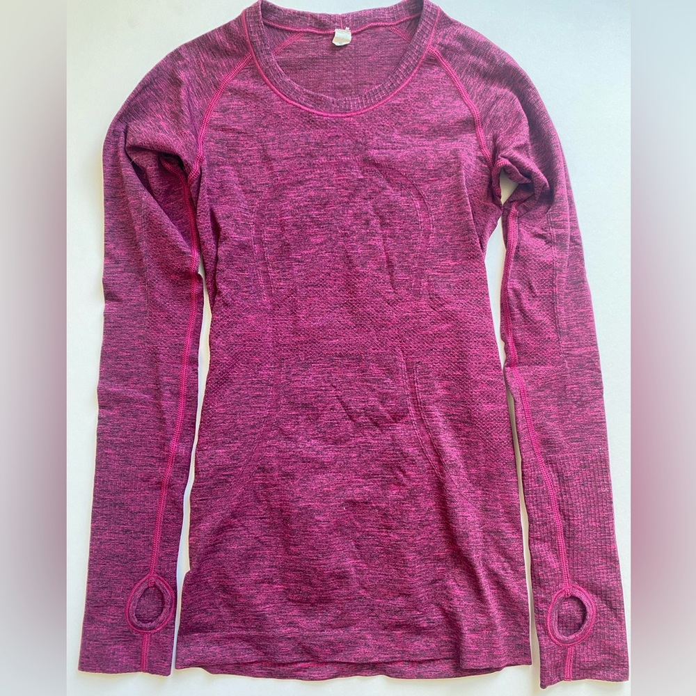 Lululemon Swiftly Tech Long Sleeve Crew Neck, Size: 2, Color: Raspberry/Merlot